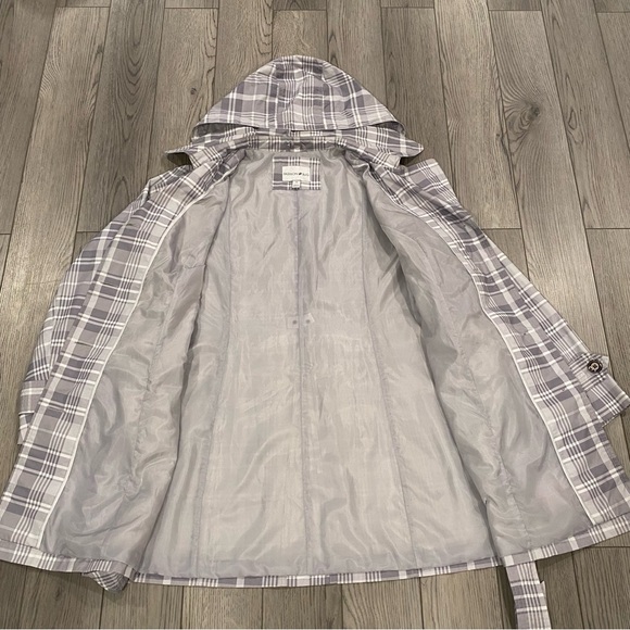 Vintage Fashion Bug Trench Coat Women’s Plus Size 1X Gray Plaid Rain Jacket - Picture 4 of 15